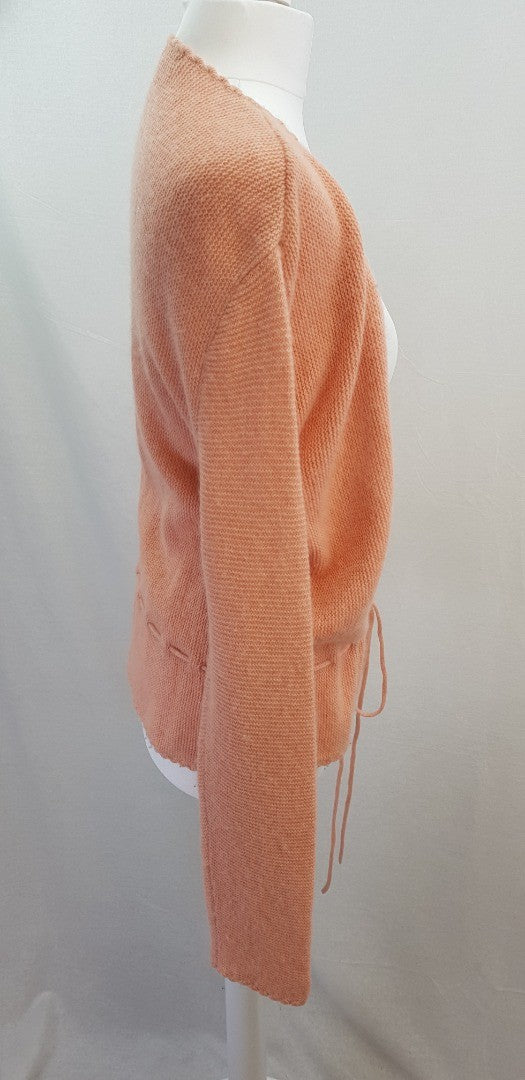 Reiss Peach Pink Lambswool Cashmere Mix Cardigan Belt Size M Excellent Condition