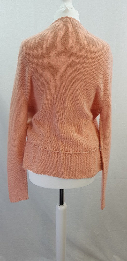 Reiss Peach Pink Lambswool Cashmere Mix Cardigan Belt Size M Excellent Condition