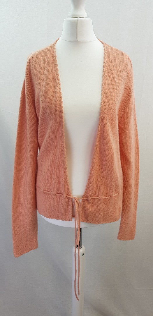 Reiss Peach Pink Lambswool Cashmere Mix Cardigan Belt Size M Excellent Condition