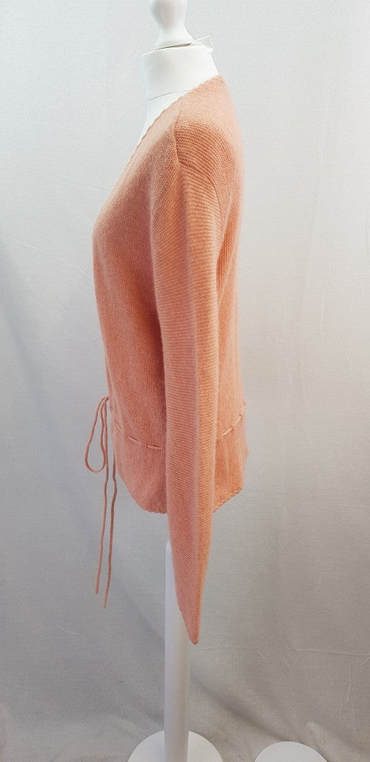 Reiss Peach Pink Lambswool Cashmere Mix Cardigan Belt Size M Excellent Condition