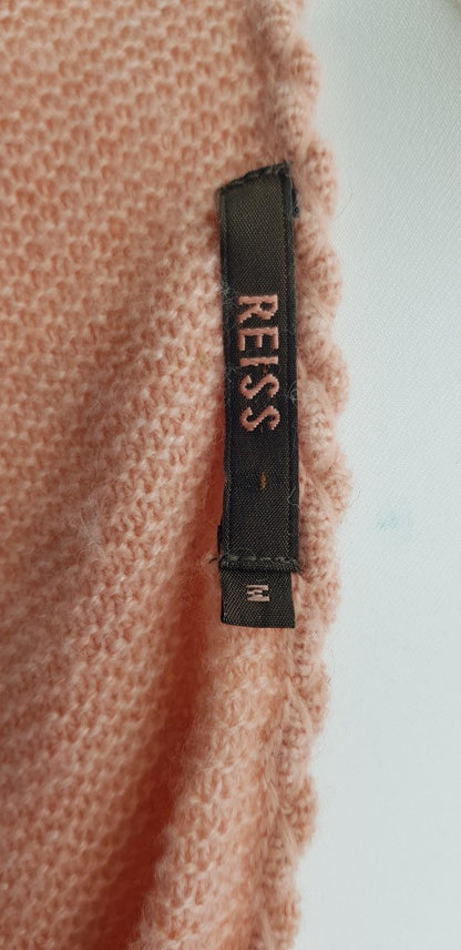 Reiss Peach Pink Lambswool Cashmere Mix Cardigan Belt Size M Excellent Condition