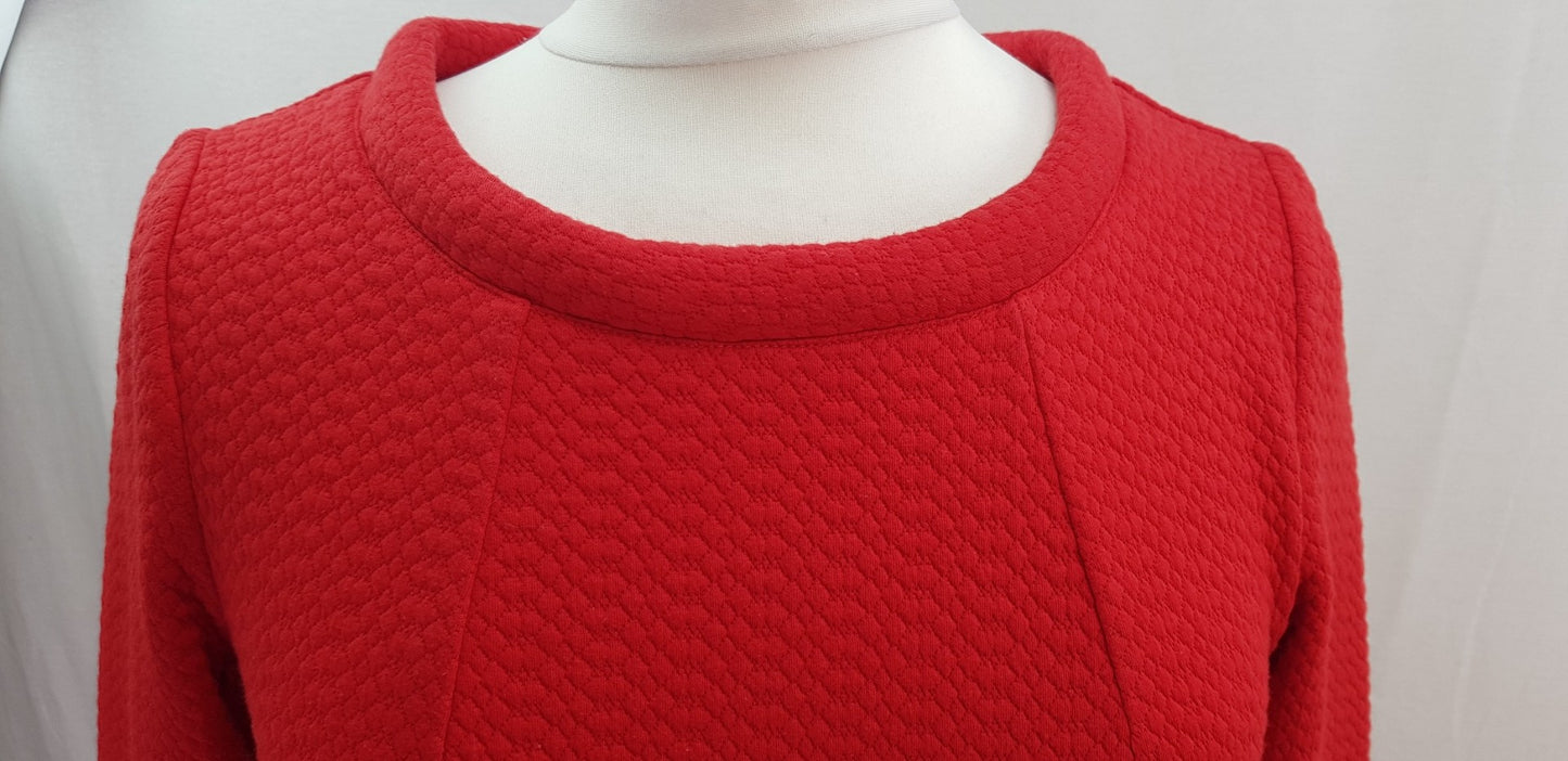 Boden Heavy Red Lined Long Sleeved Pocket Dress Size 12L Excellent Condition