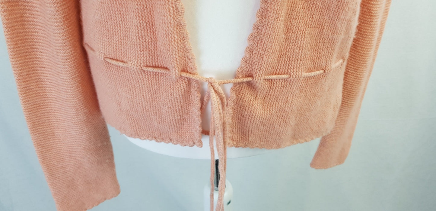 Reiss Peach Pink Lambswool Cashmere Mix Cardigan Belt Size M Excellent Condition