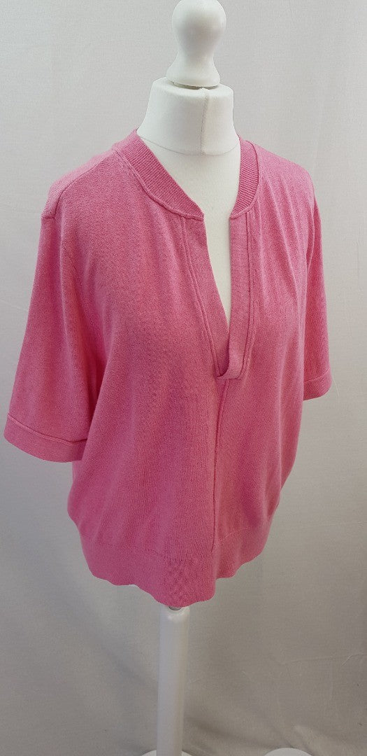 Yaya Women Pink Knit Short Sleeve Top Size S BNWT