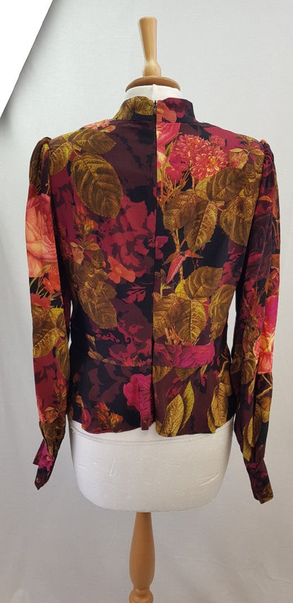 Karen Millen Floral Blouse Back Zip Size 18 BNWT