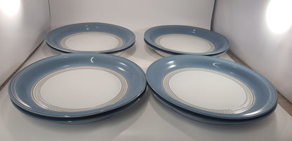 Denby Castile Blue Deep Dinner Plates 10-3/4" Set of 8 Excellent Condition