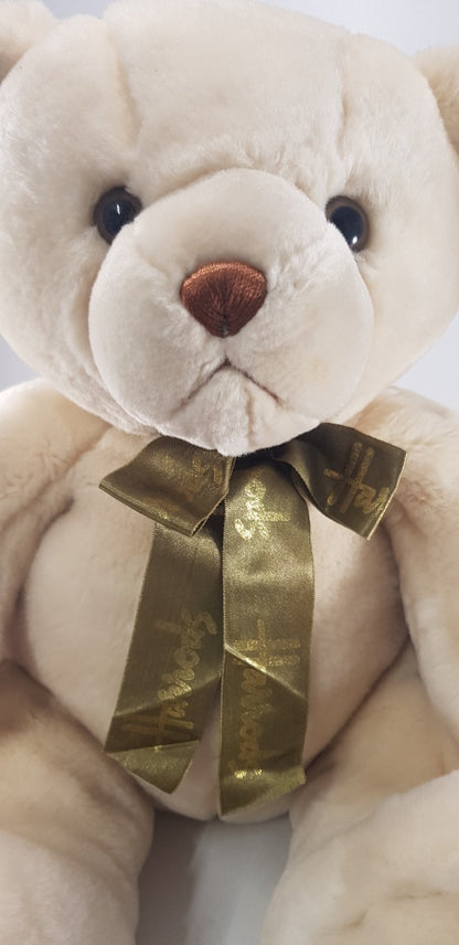 Harrods Teddy Bear With Green Gold Bow 41cm Tall Excellent Condition