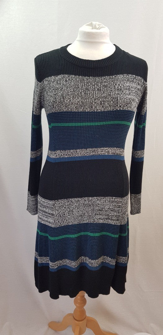 Ronni Nicole Black Blue Green Knee Length Knit Dress Size M Excellent Condition