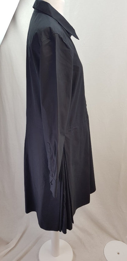 Cos Black Pleated Knee Length Dress Size 12 Excellent Condition