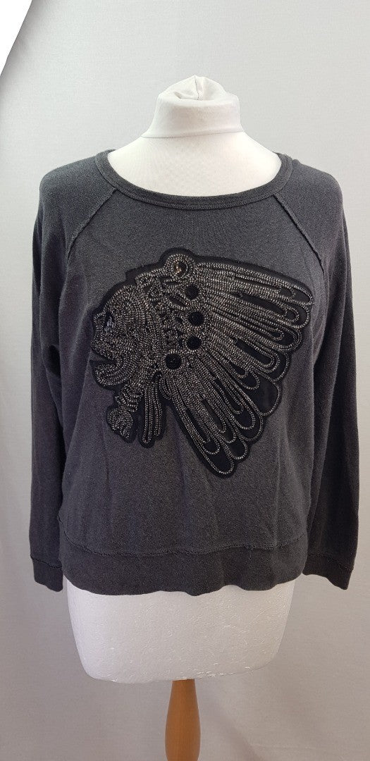 Ralph Lauren Denim & Supply Grey Skull Sweater Size S VGC