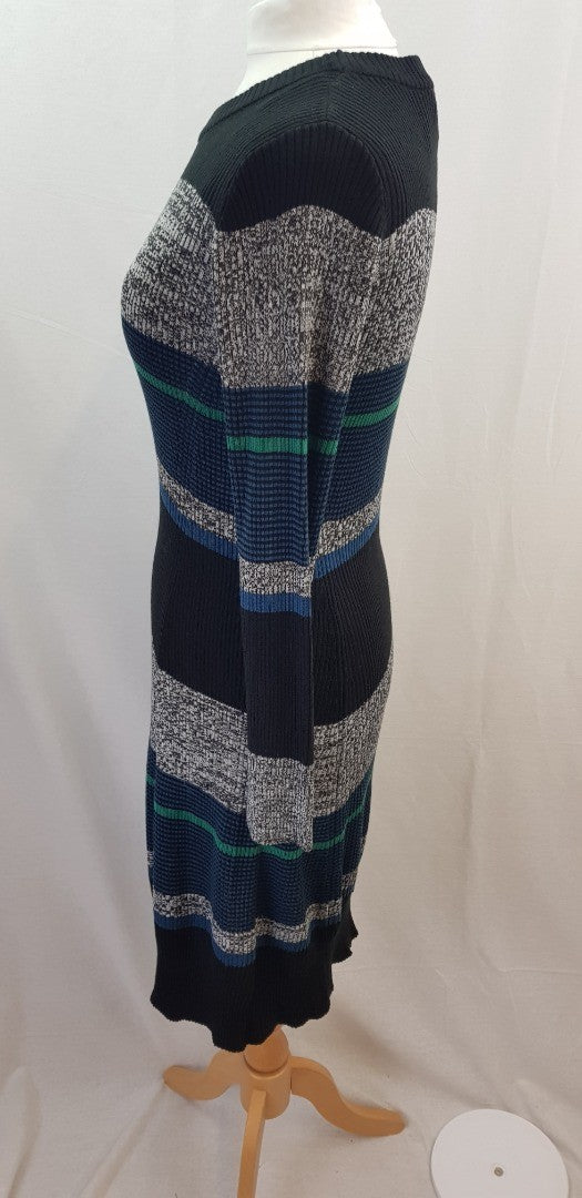 Ronni Nicole Black Blue Green Knee Length Knit Dress Size M Excellent Condition