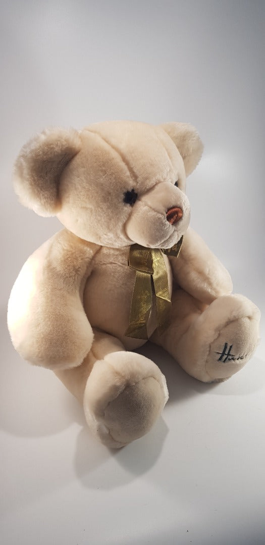 Harrods Teddy Bear With Green Gold Bow 41cm Tall Excellent Condition