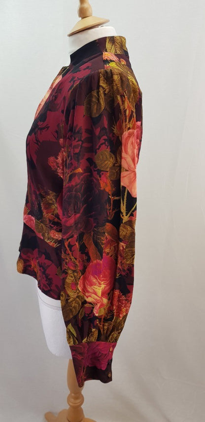 Karen Millen Floral Blouse Back Zip Size 18 BNWT