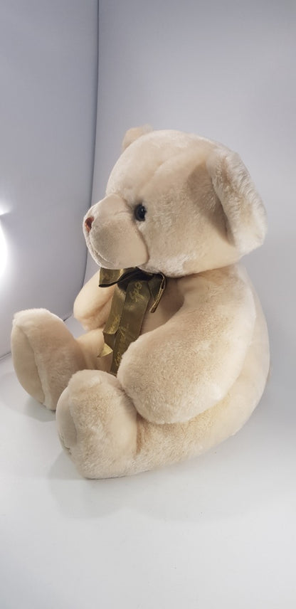 Harrods Teddy Bear With Green Gold Bow 41cm Tall Excellent Condition