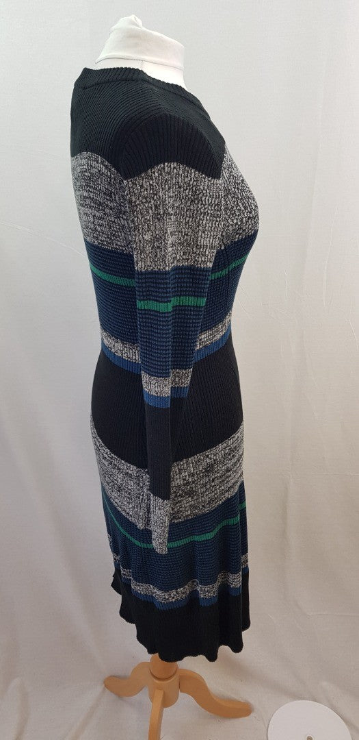 Ronni Nicole Black Blue Green Knee Length Knit Dress Size M Excellent Condition