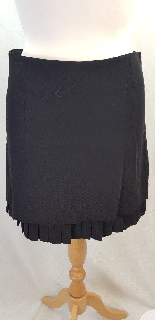 Jigsaw Black Wool Mix Lined Mini Skirt Size 12 Excellent Condition