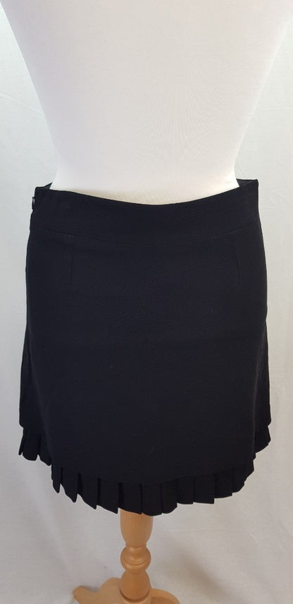 Jigsaw Black Wool Mix Lined Mini Skirt Size 12 Excellent Condition