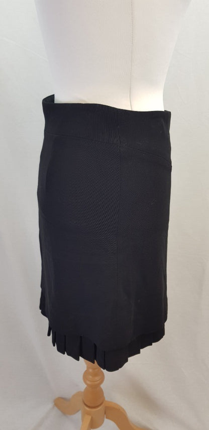 Jigsaw Black Wool Mix Lined Mini Skirt Size 12 Excellent Condition