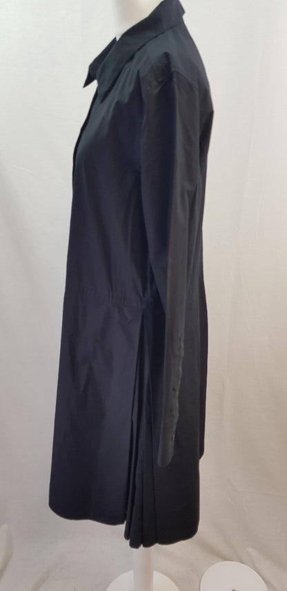 Cos Black Pleated Knee Length Dress Size 12 Excellent Condition