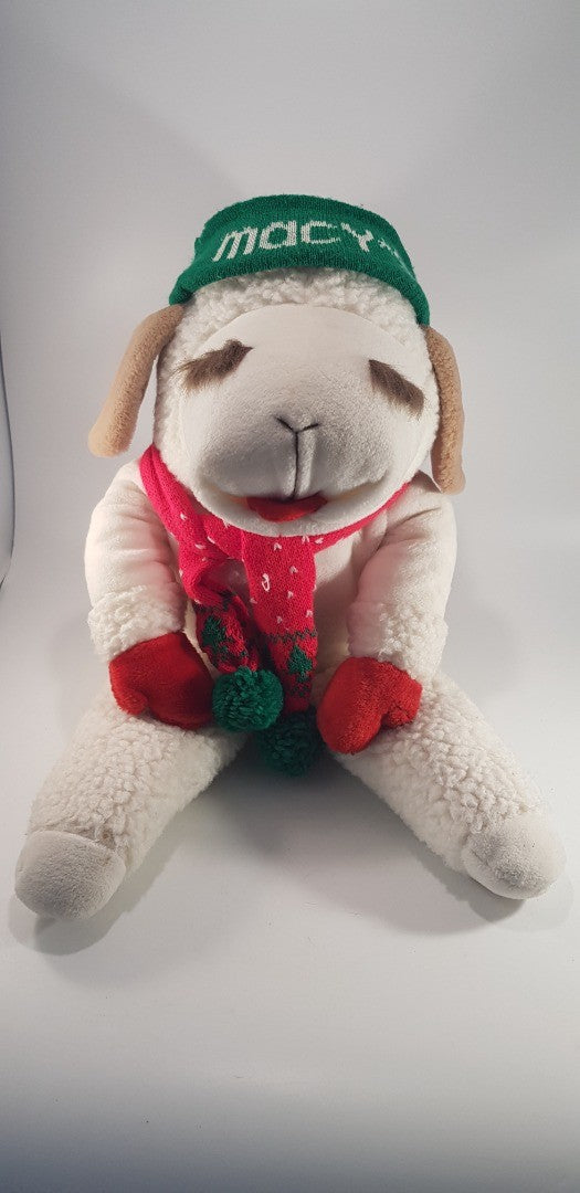 Shari Lewis 14" Xmas Lamb Chop Macys Hat Soft Toy VGC Vintage 1993