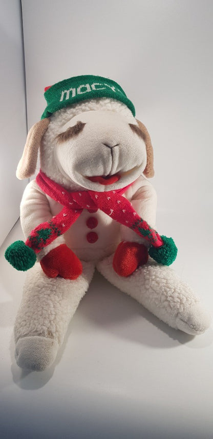 Shari Lewis 14" Xmas Lamb Chop Macys Hat Soft Toy VGC Vintage 1993