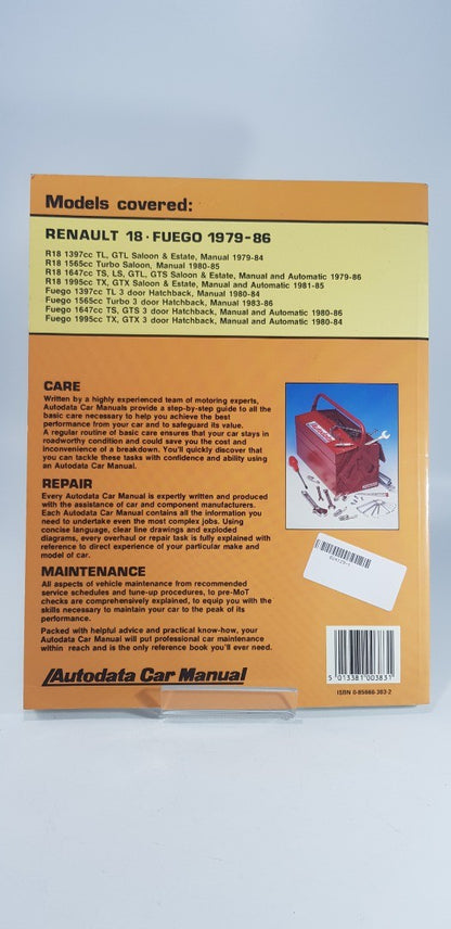 Renault 18 Fuego Car Repair Maintenance Manual 1979-86 Paperback GC