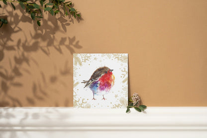 Fluffy Robin Christmas Gold Pack Of 10 Charity Christmas Cards Longfield Hospice