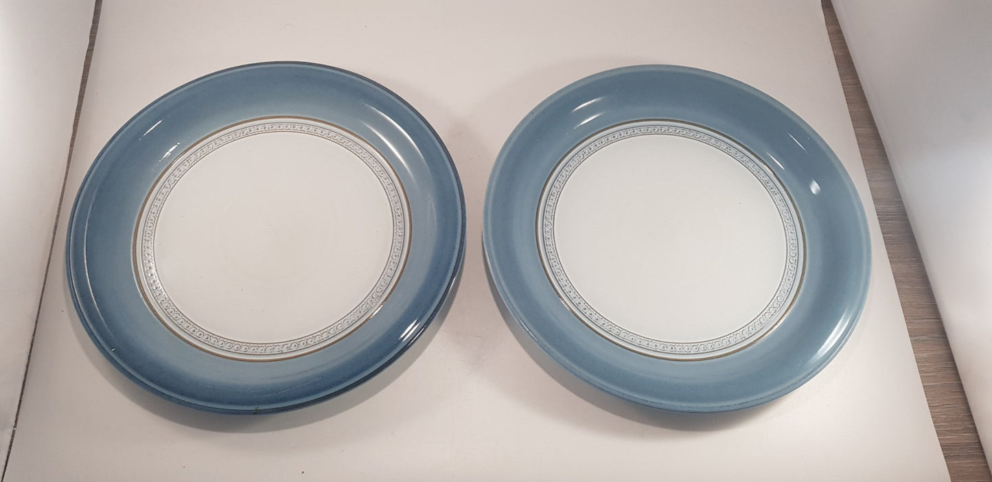 Denby Castile Blue Dinner Plates 10-3/4" Set of 2 Excellent Condition