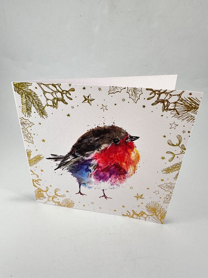 Fluffy Robin Christmas Gold Pack Of 10 Charity Christmas Cards Longfield Hospice