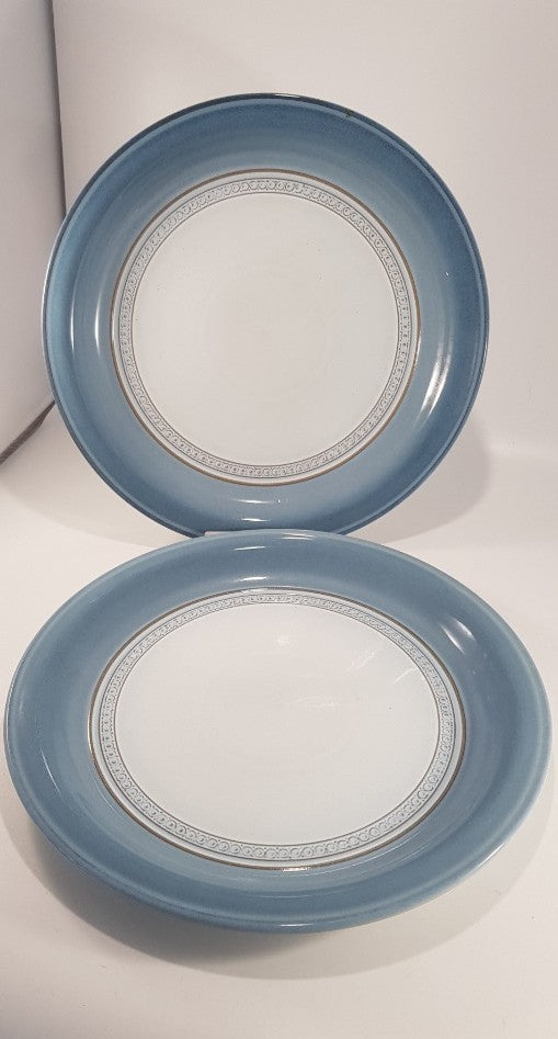 Denby Castile Blue Dinner Plates 10-3/4" Set of 2 Excellent Condition