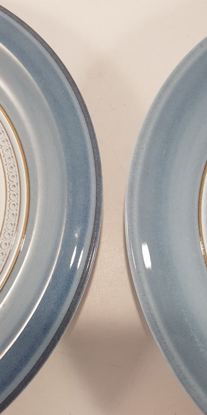 Denby Castile Blue Dinner Plates 10-3/4" Set of 2 Excellent Condition