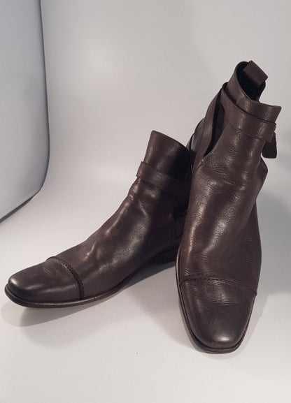 Nichole Farhi Brown Leather Ankle Boots Size 45 UK Size 10.5 VGC