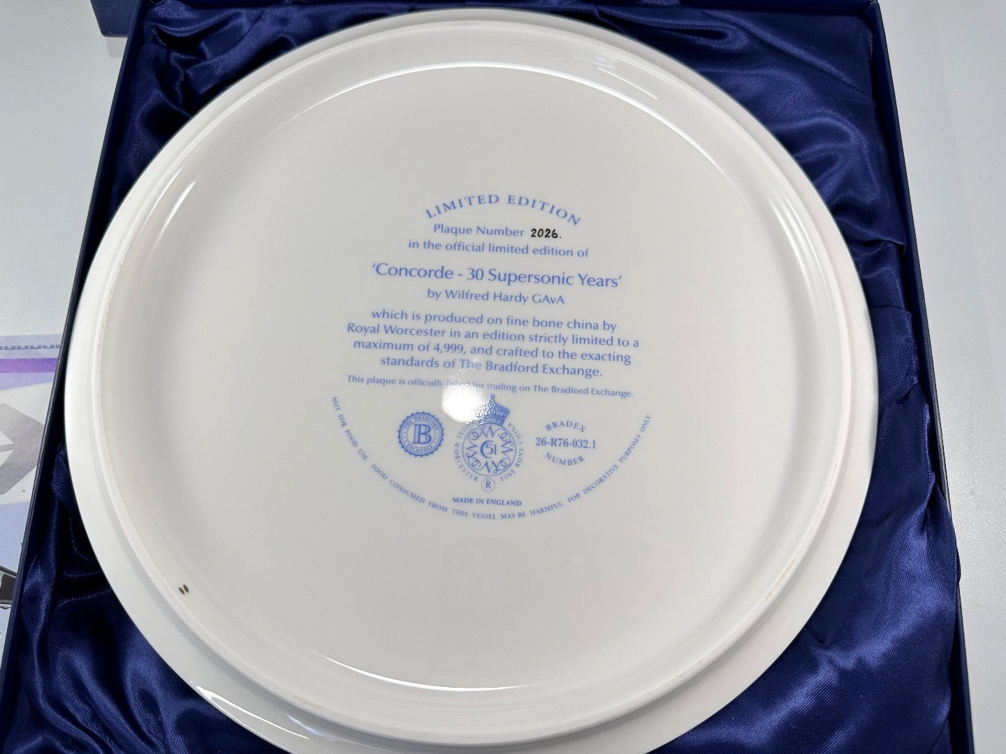 Concord 30 Supersonic Years Plate Royal Worcester Box & Certificate Excellent Condition