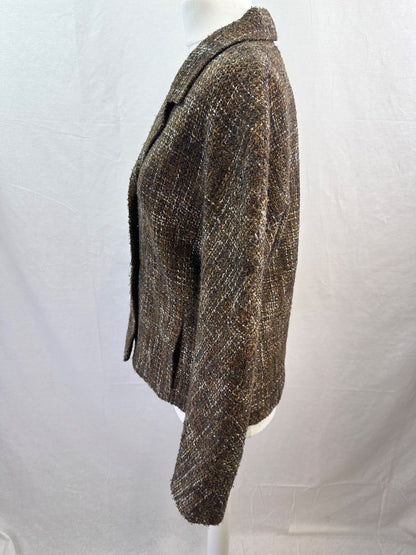 Mondi Chocolate Brown Tweed Wool Blend Jacket Size 36 Blazer VGC Vintage