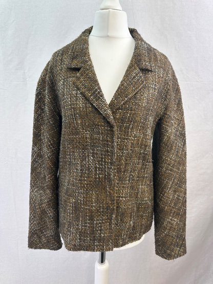 Mondi Chocolate Brown Tweed Wool Blend Jacket Size 36 Blazer VGC Vintage