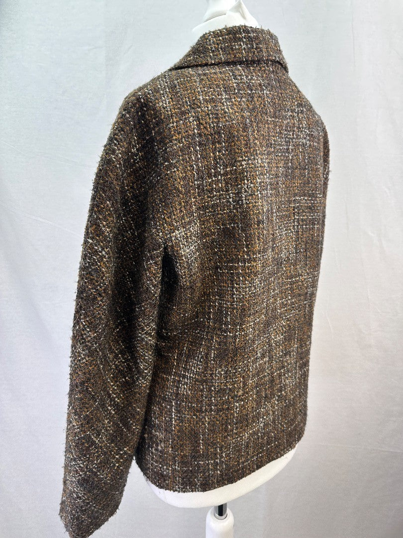 Mondi Chocolate Brown Tweed Wool Blend Jacket Size 36 Blazer VGC Vintage