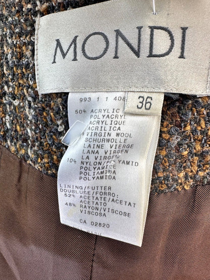 Mondi Chocolate Brown Tweed Wool Blend Jacket Size 36 Blazer VGC Vintage