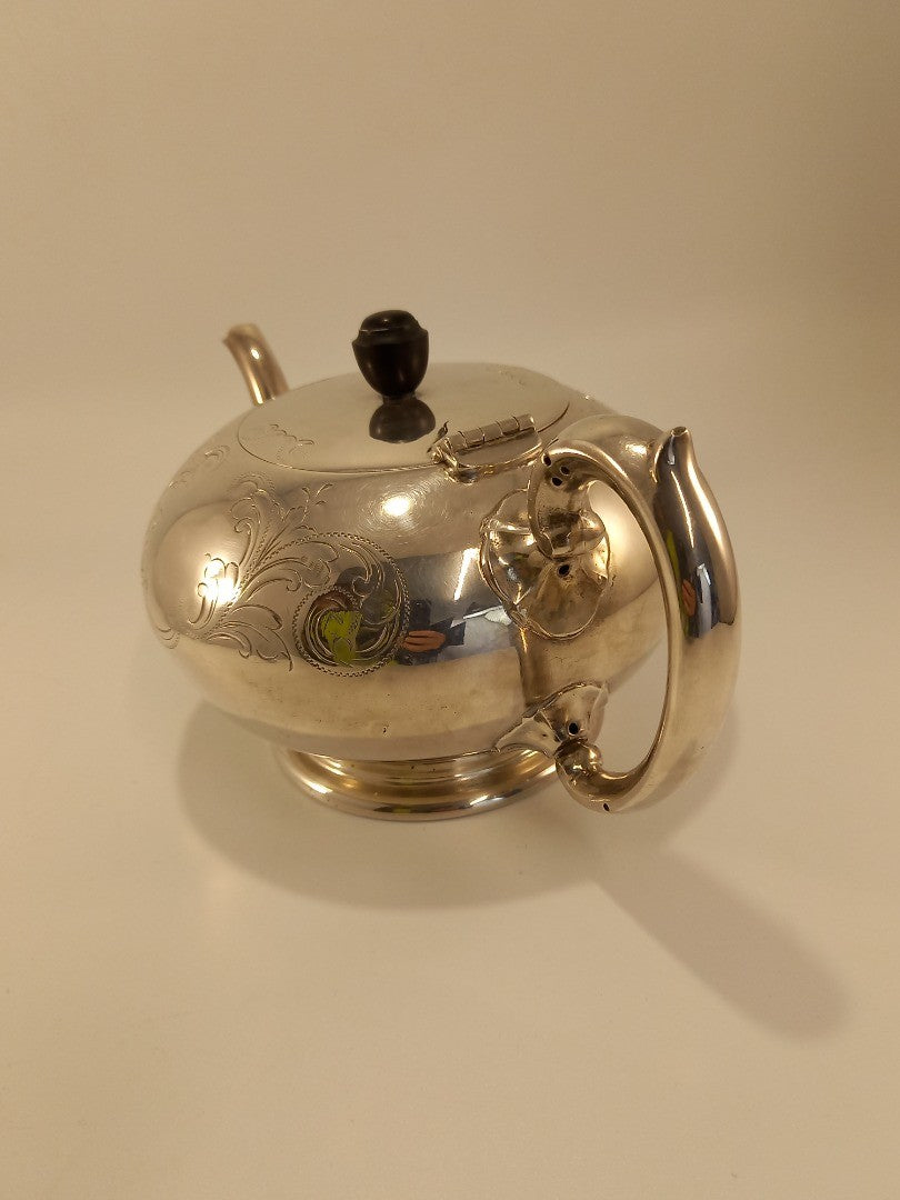 Engraved Silver Plate EPNS Vintage Metal Teapot Intricate Design