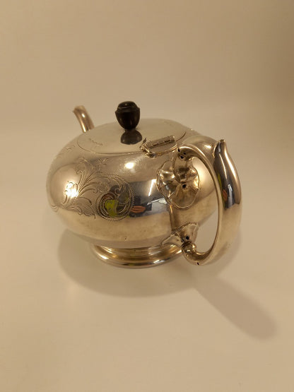 Engraved Silver Plate EPNS Vintage Metal Teapot Intricate Design