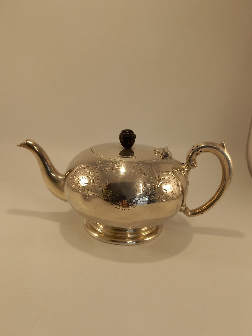 Engraved Silver Plate EPNS Vintage Metal Teapot Intricate Design