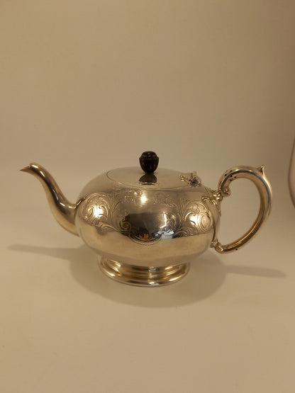 Engraved Silver Plate EPNS Vintage Metal Teapot Intricate Design