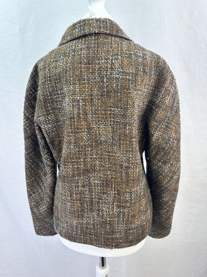 Mondi Chocolate Brown Tweed Wool Blend Jacket Size 36 Blazer VGC Vintage