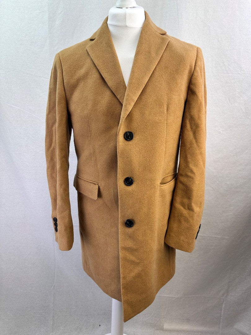 Skopes Camel Long Wool Mix Jacket Size S Mens Excellent Condition