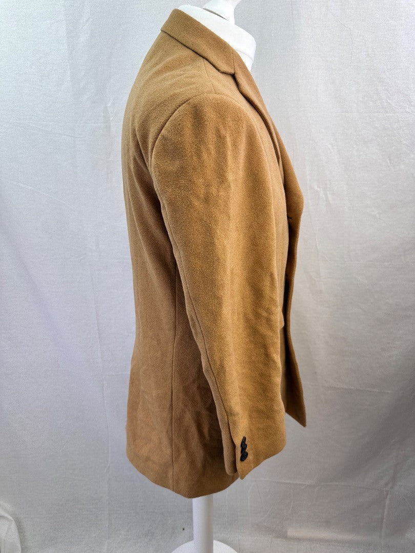 Skopes Camel Long Wool Mix Jacket Size S Mens Excellent Condition