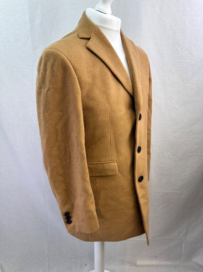 Skopes Camel Long Wool Mix Jacket Size S Mens Excellent Condition