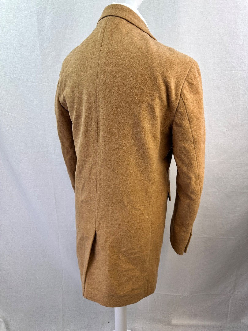 Skopes Camel Long Wool Mix Jacket Size S Mens Excellent Condition