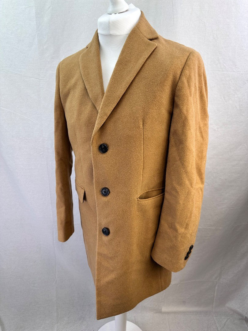 Skopes Camel Long Wool Mix Jacket Size S Mens Excellent Condition