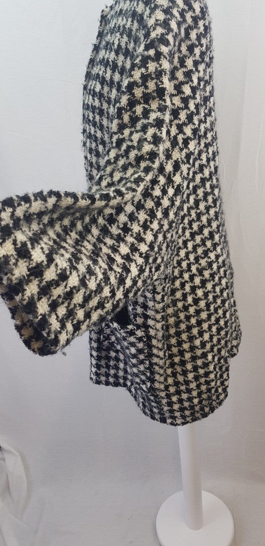 Weave Of The Irish Black White Coatigan Wool Mix Size S/M  VGC