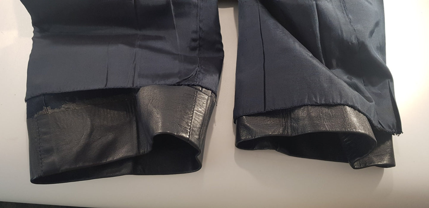 Trussardi Navy Leather Trousers Size 8/10 Euro 44 VGC