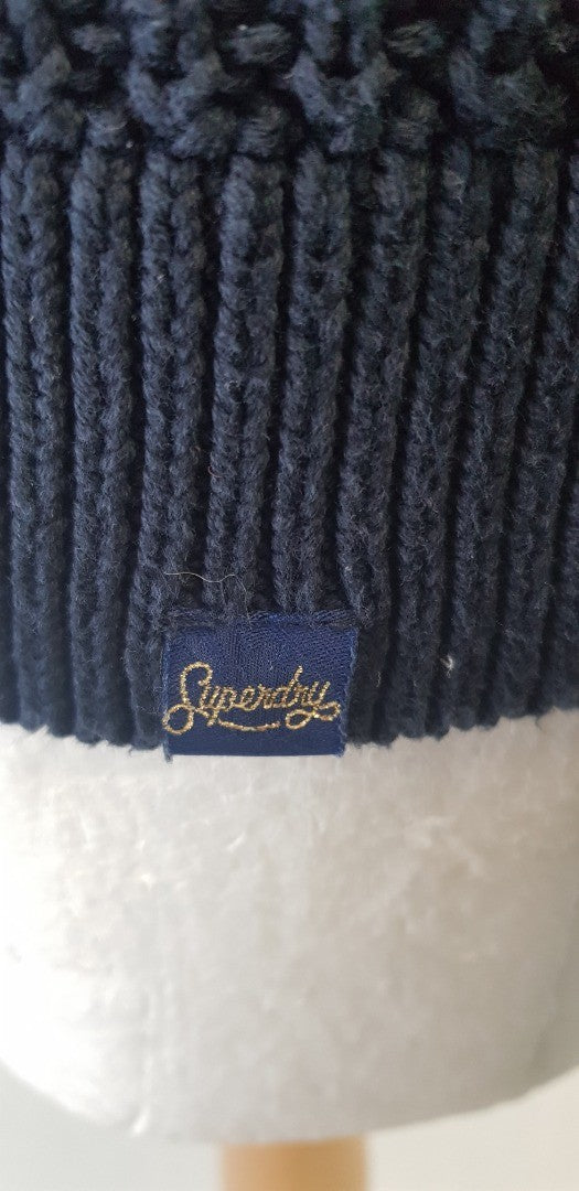 Superdry Navy Cotton Knit Jumper Size 10 Sample Garment Excellent Condition